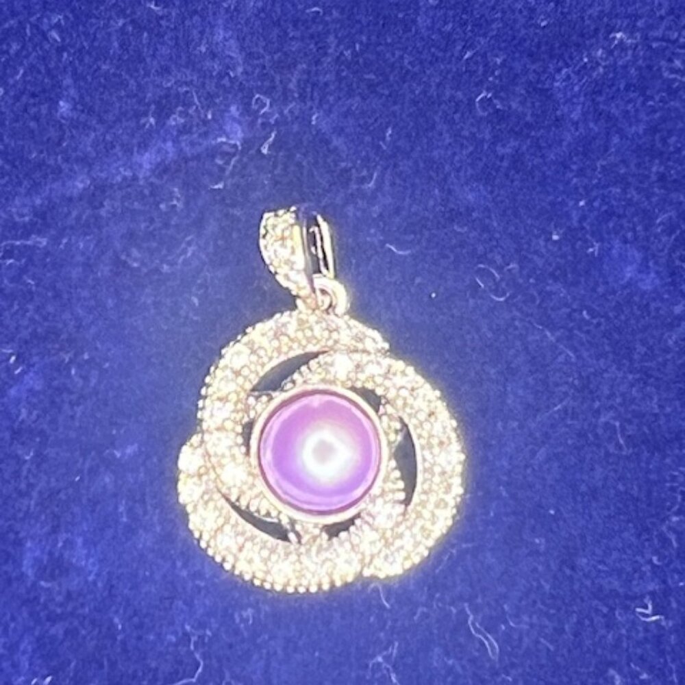 🦋 2 for $12 Sterling Silver - Cultured Purple Pearl and Crystal Pendant & Chain